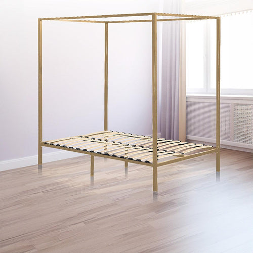 4 Four Poster Queen Bed Frame - Gold
