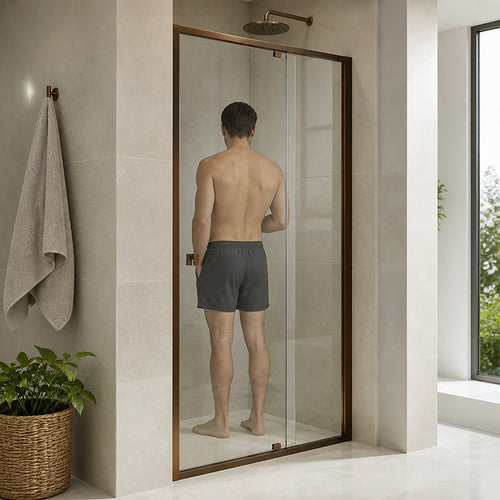 Semi-Frameless Shower Screen – Dust Brown, Front: (82~90)x195cm, No Side Return