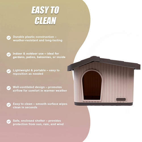 Plastic Dog House Kennel Shelter for Indoor & Outdoor Pets, Weatherproof