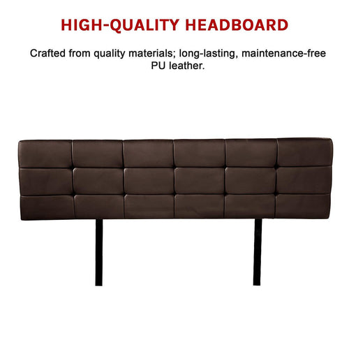 King PU Leather Bed Deluxe Headboard Bedhead - Brown