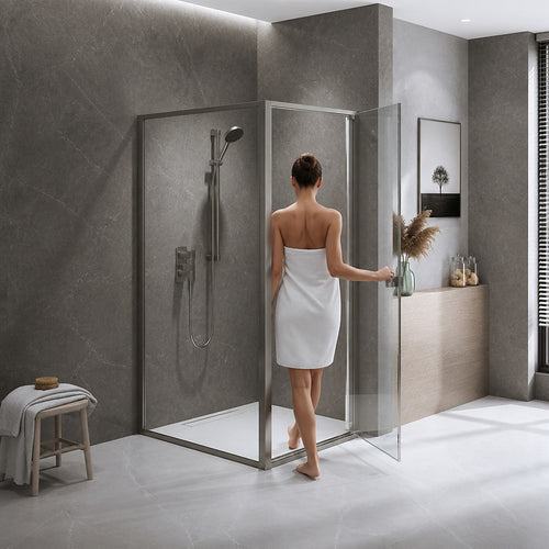 Semi-Frameless Shower Screen – Gunmetal, Front: (74~82)x195cm, Side: (89~92)x195cm