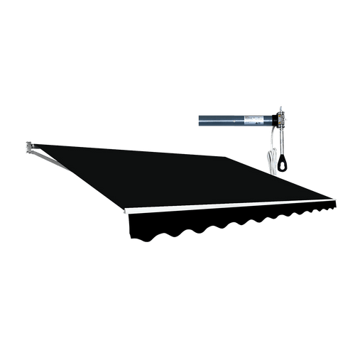 Automatic Retractable Awning 5x2.5m - Black Outdoor Wall Sunshade