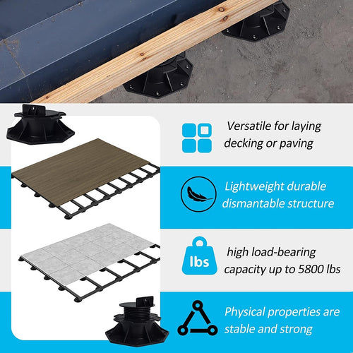 12 Pack Adjustable Deck Support Pedestals – Deck Foundation Bases