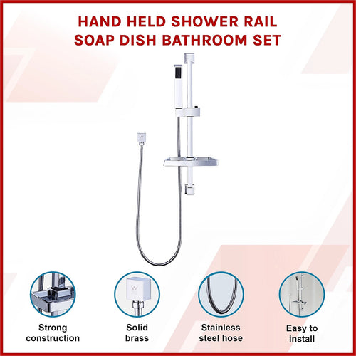Hand Held Shower Rail Soap Dish Bathroom Set