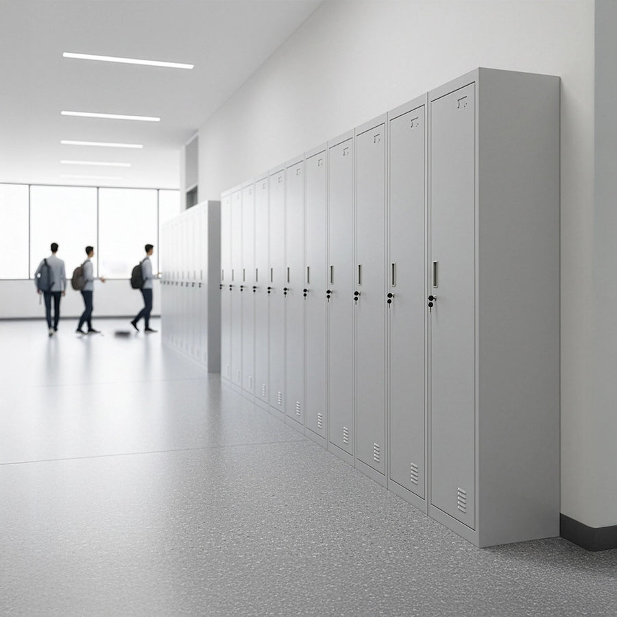 Lockable Metal Locker – Grey 1-Door, Standard Lock with 2 Keys