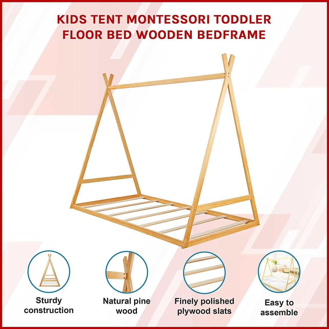 Kids Tent Montessori Toddler Floor Bed Wooden Bedframe Furniture Kids tent montessori toddler floor bed wooden bedframe furniture