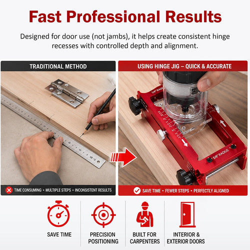 Door Hinge Jig Aluminium Adjustable Template Kit 63–127mm