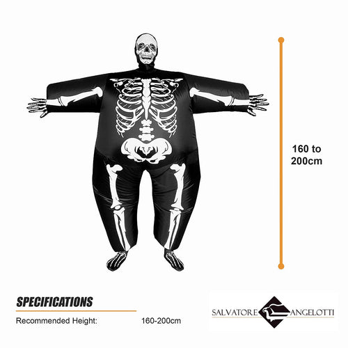 Adult Inflatable Skeleton Costume Halloween Blow Up Full Body Fancy Dress Suit