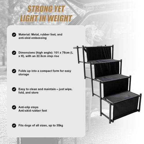 Folding Dog Car Boot Steps Ladder – Lightweight, Strong Pet Stairs for Easy Vehicle Access