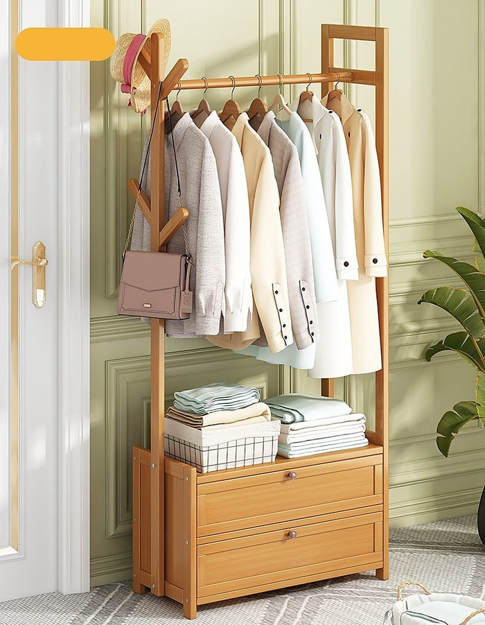 70cm Clothes Rack Stand Storage Shelves Modern Coat Tree - Wood