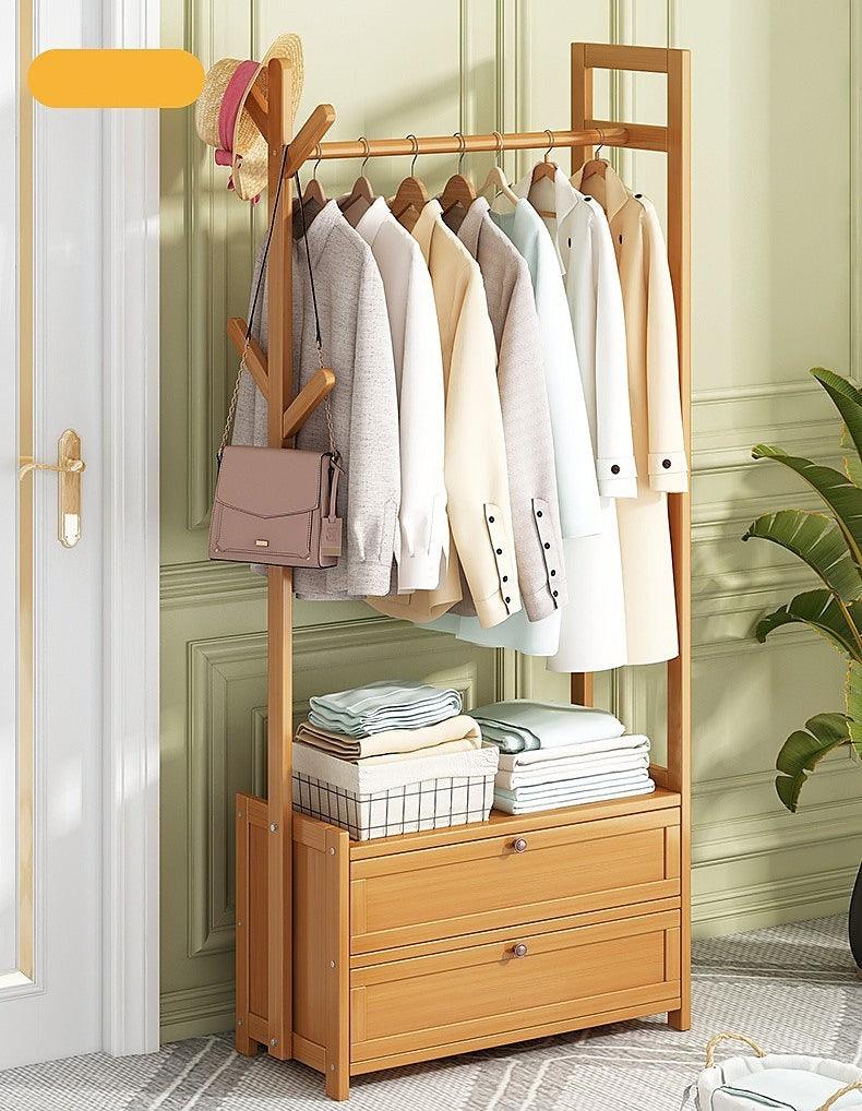 165x70cm Clothes Rack Stand Storage Shelves Modern Coat Tree - Wood ...