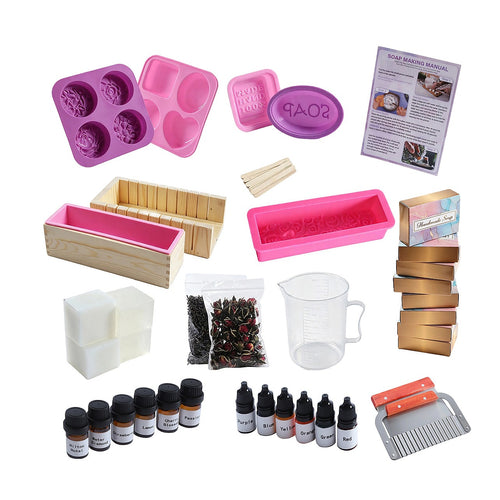 Deluxe DIY Soap Making Kit with Shea Butter & Glycerin Melt & Pour Soap Base, Moulds, Fragrance Oils & Colours