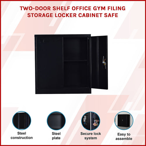 Two-Door Office & Gym Storage Locker – Secure Cabinet with Shelves for Organisation in Black