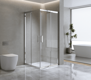 Adjustable 1100x900mm Sliding Door Glass Shower Screen with Shower Handle Style 1 - Chrome