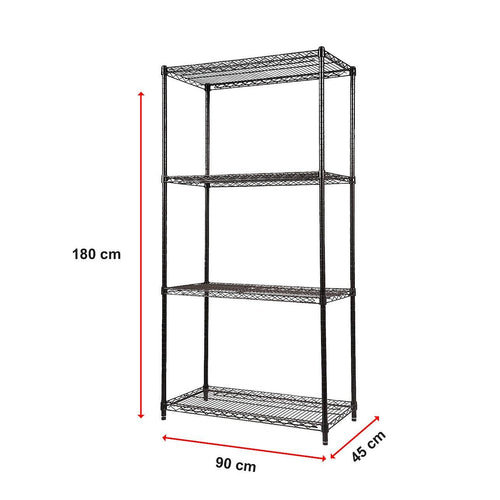 Modular Wire Storage Shelf 900 x 450 x 1800mm Steel Shelving - Baking Black Technology