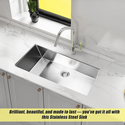 900x450mm Stainless Steel Handmade 1.5mm Sink with Waste in Stainless Steel with brushed finish Finish
