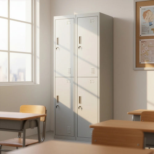 2x2 Door Grey Metal Locker – Secure Storage with Standard Lock with 2 Keys
