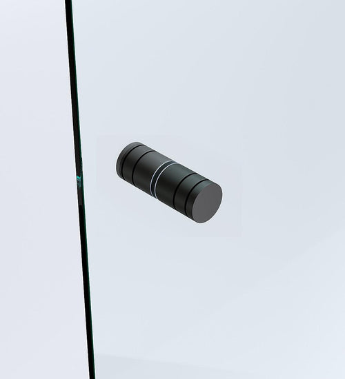 110x120cm Double Door Corner Shower Screen with Black Brackets and SS Hinges, Round Knob Handle