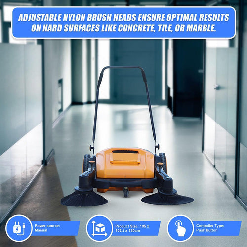 55L Floor Sweeper Industrial Hand Push Outdoor Manual