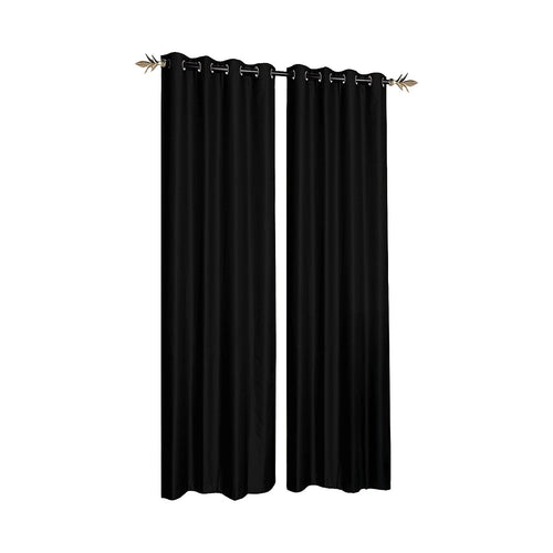 Black 2X Blockout Curtains – Blackout Window Draperies Pair with Eyelets for Bedroom 132x244cm