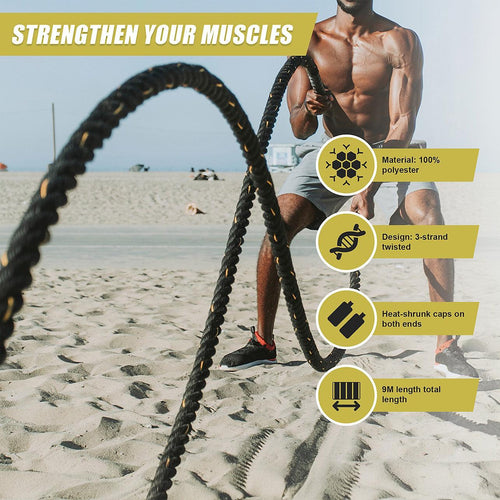 Battle Rope 9M Exercise Workout Strength Training