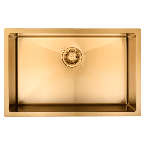700x450mm Stainless Steel Handmade 1.5mm Sink with Waste in Gold with sand-finish Finish
