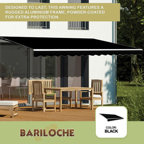 Automatic Retractable Awning 5x2.5m - Black Outdoor Wall Sunshade