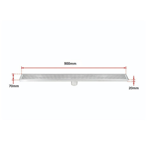 90cm Bathroom Shower Stainless Steel Grate Drain w/ Centre outlet Floor Waste