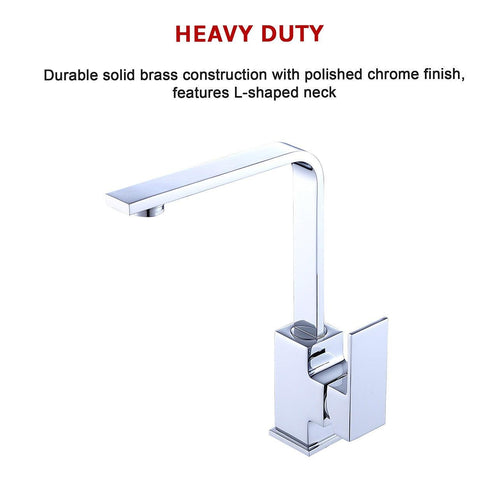 Kitchen Mixer Tap L-Neck Faucet Laundry Bathroom Sink in Chrome