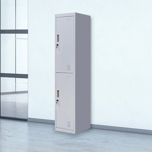 2-Door Grey Locker Cabinet Standard Lock with 2 Keys – Secure & Durable