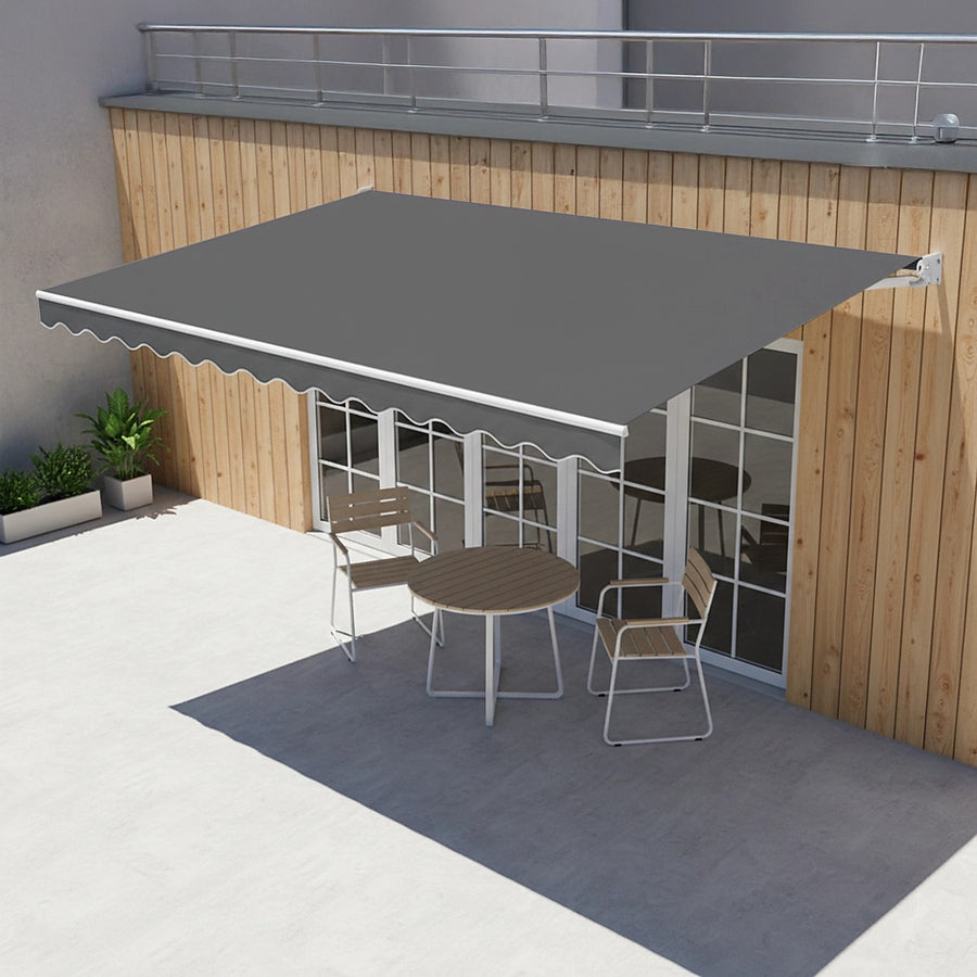 Outdoor Awning Grey - 5x3m Retractable Sunshade
