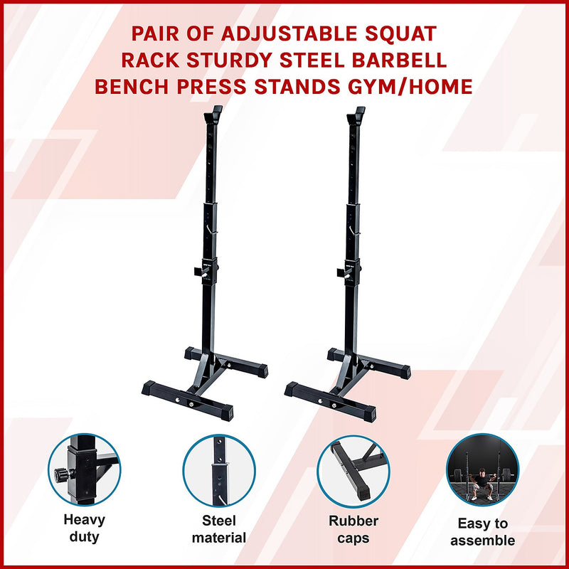 Squat Rack Rests Adjustable Squat Rack Pair | Steel Stands | FactoryFast.com.au