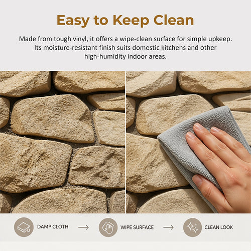 Rock Brick Wallpaper – Rustic 3D Stone Look Vinyl Roll