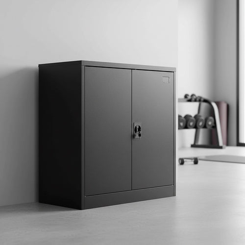 Two-Door Metal Locker - Black without Legs