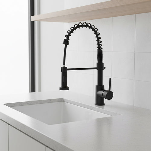 Basin Mixer Tap Faucet with Extendable Spout – Kitchen & Laundry Sink in Black