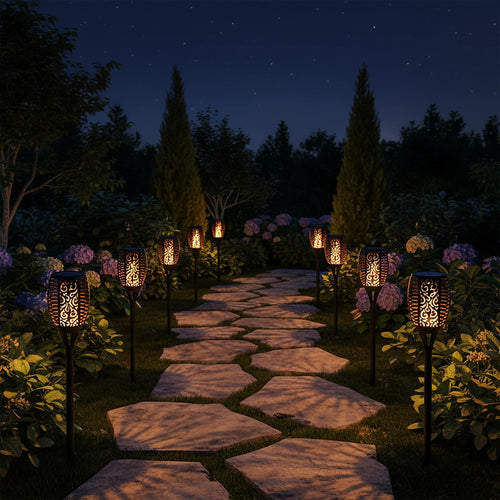 10 Pack Solar Torch Lights 96 LED Flickering Lighting Dancing Flame Garden Lamp