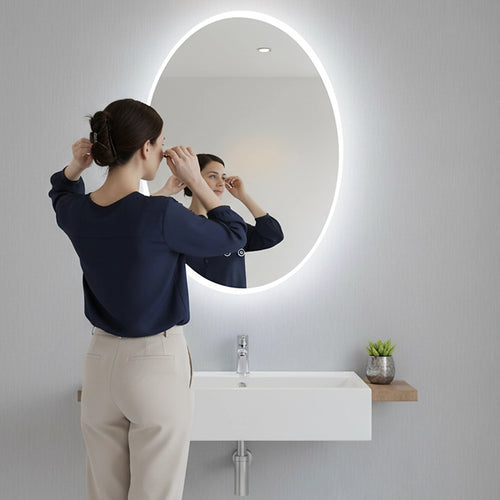 Oval Mirror LED Anti-Fog  Illuminated Bathroom Living Room