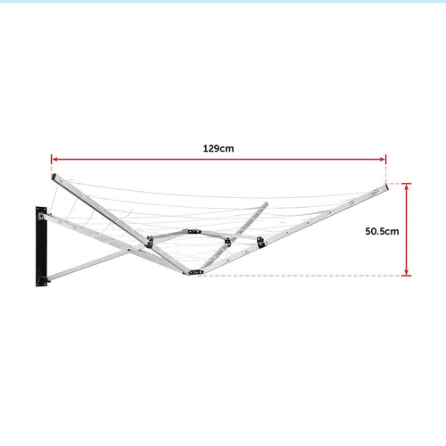 26m 5 Arm Wall Hang Mountable Clothes Airer Dryer Washing Line Bathroom Kitchen