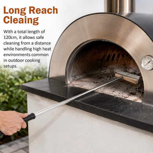 Stainless Steel Pizza Oven Brush Scraper 120cm Ash Broom