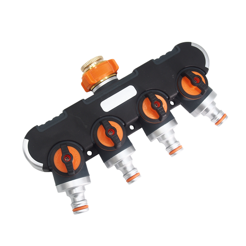 4 Way Hose Splitter Tap Water Garden Irrigation Distributor Valve