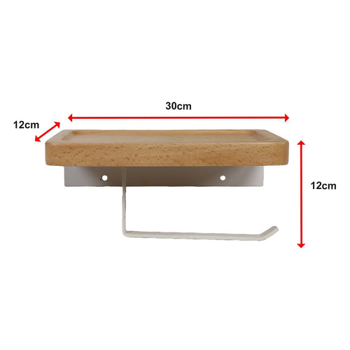 Toilet Paper Holder with Shelf Wall Mounted Bathroom Storage & Display