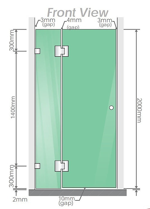 120x120cm Corner Frameless Shower Screen – Nickel Wall U-Brackets with SS Hinges for Contemporary Bathrooms