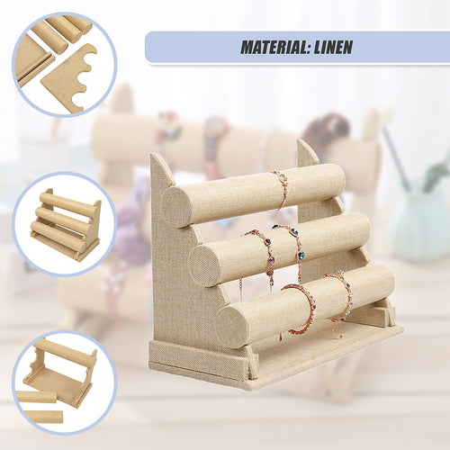 3-Tier Triple Bar Jewellery Display Rack for Watches Bracelets and Accessories