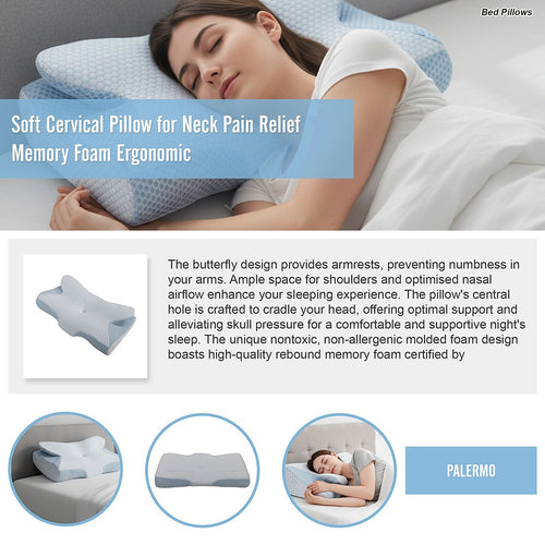 Soft Cervical Memory Foam Pillow for Neck Pain Relief – Ergonomic Support
