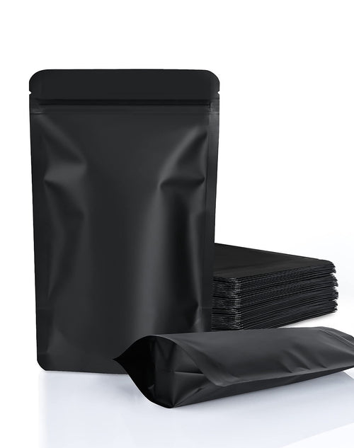 Black Aluminium Mylar Foil Stand Up Pouch 100pcs Resealable Bags