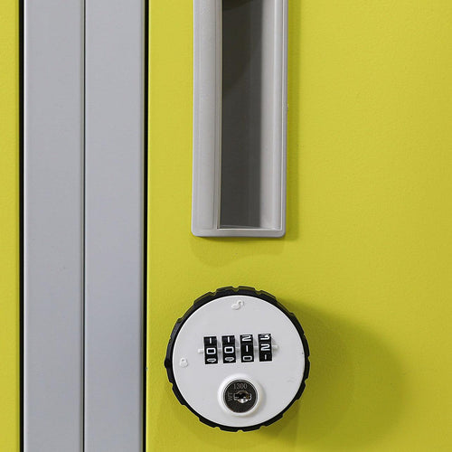 Grey with Yellow Door 12-Door Locker for Office Gym Shed School Home Storage - 4-Digit Combination Lock