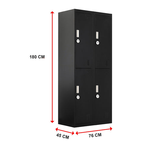2x2 Door Black Metal Locker – Secure Storage with 4-Digit Combination Lock