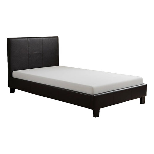 Single Size Bed Frame with Headboard – Brown PU Leather