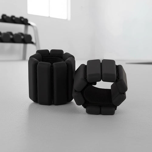 2-Piece Ankle & Wrist Weights – 2kg Pair Adjustable Workout Bangles Black for Fitness Training