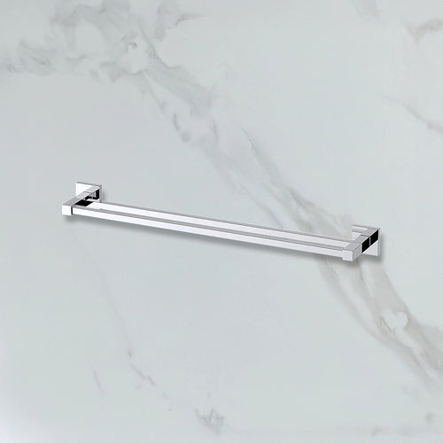 Double Classic Chrome Towel Bar Rail Bathroom   
